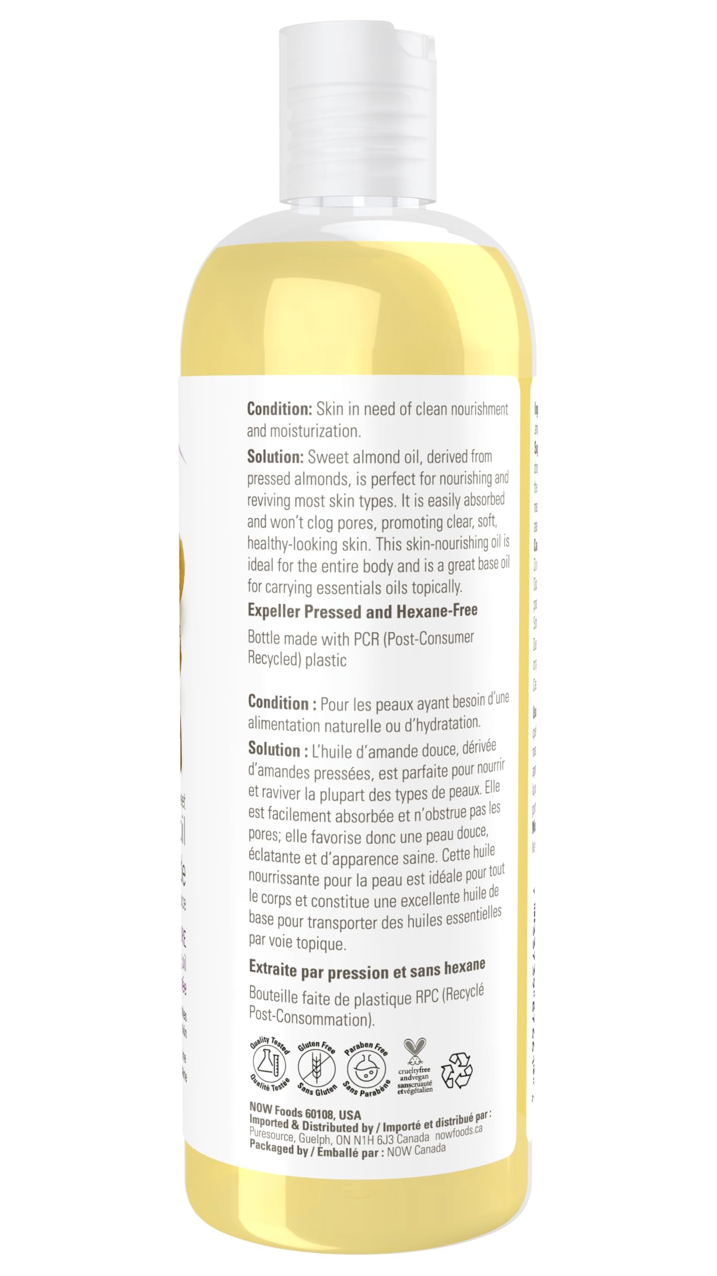 NOW Solutions Sweet Almond Oil, 473mL 🍁 All In One Marketplace Canada
