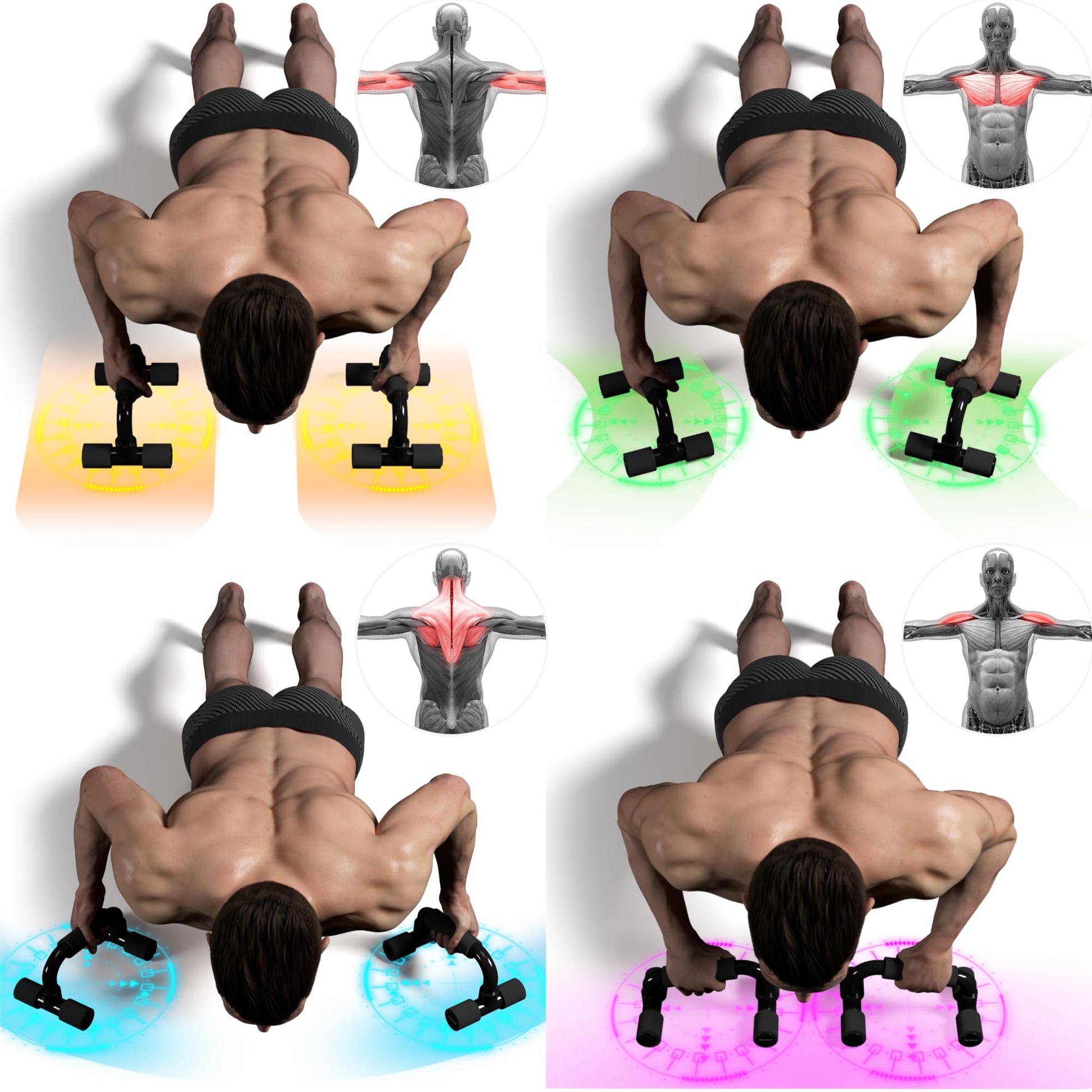 Readaeer Push Up Bars Gym Exercise Equipment Fitness 1 Pair Pushup Handles with Cushioned Foam Grip and Non-Slip Sturdy Structure Push Up Bars for Men & Women（Black）