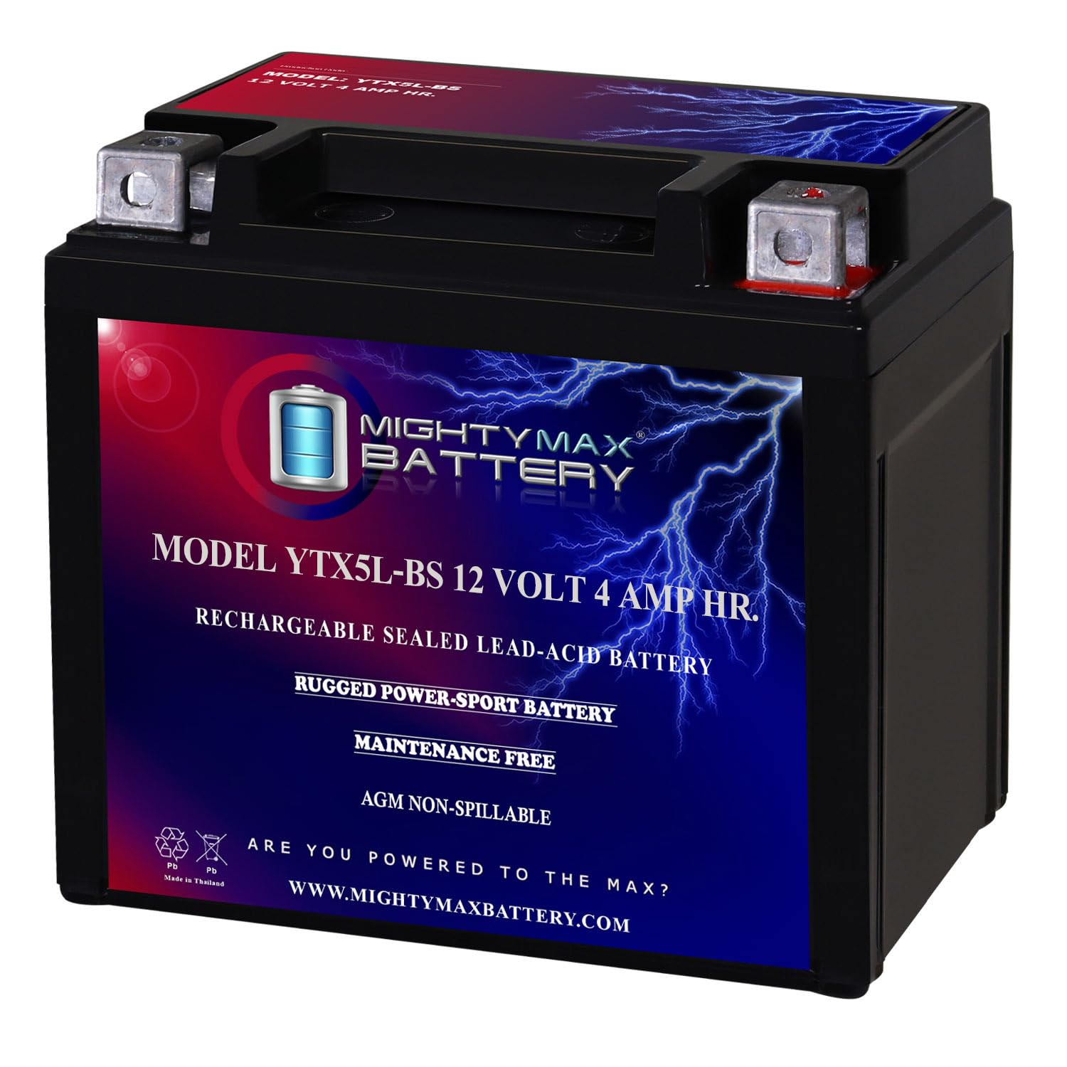 Mighty Max Battery Motorcycle Battery Replacement, 12V 4AH, 55 CCA, Brand Product Mighty Max Battery