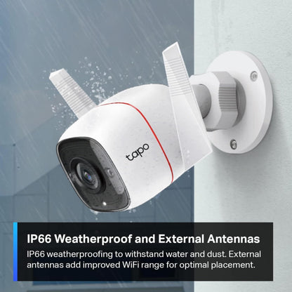TP-Link Tapo 2K HD Security Camera Outdoor Wired, Built-in Siren, Night Vision, IP66 Weatherproof, Motion/Person Detection, Works w/Alexa & Google Home, Cloud/SD Card Storage, 2-Way Audio,White