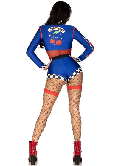 Costume d'Halloween 2 pièces pour femme Cherry Bomb Racer de Leg Avenue avec détail de flammes, MOYEN