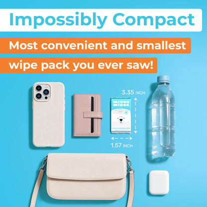 Impossibly Compact Travel Flushable Wipes - 99.5% Water and Aloe - Safe for Sensitive Skin, Hypoallergenic & Unscented - Travel Essentials for Adults, Kids & Baby Care (48 Wipes (8 Packs))