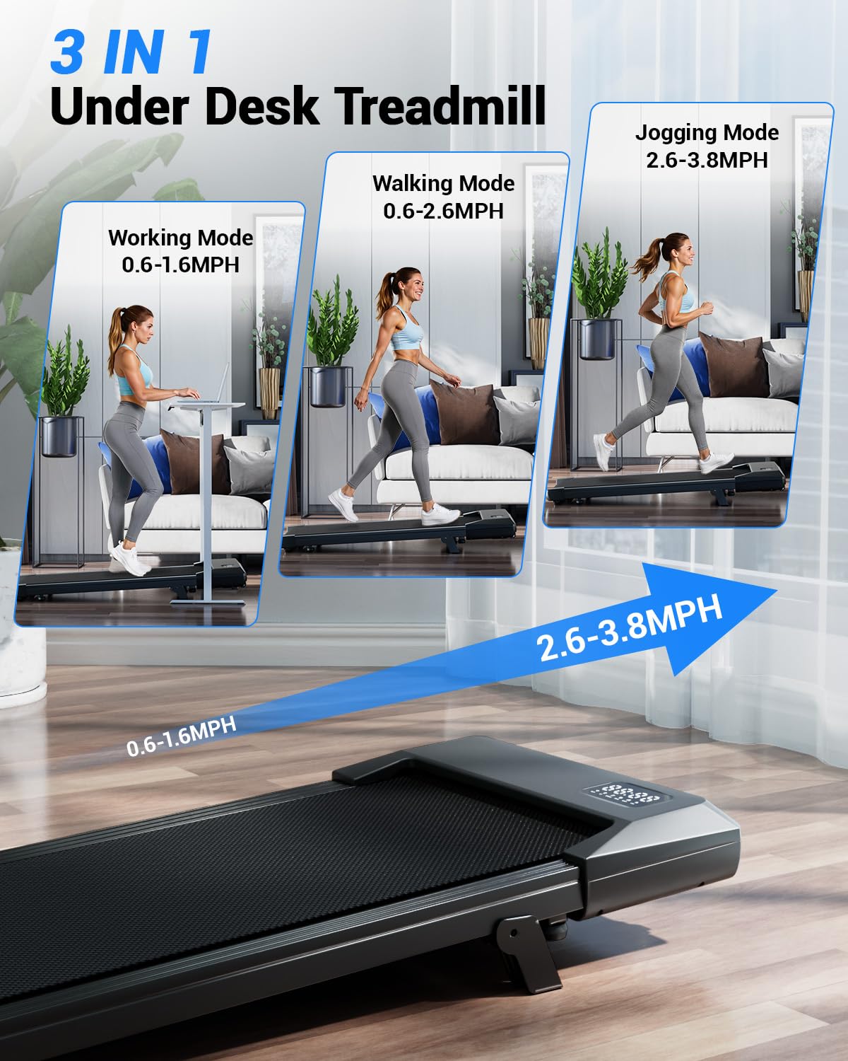 Superun Walking Pad,6% Manual Incline Walking Pad Treadmill,Under Desk Treadmill for Home Office, with App & Remote,2.5HP Quiet,LED Display,300 lbs Capacity Superun