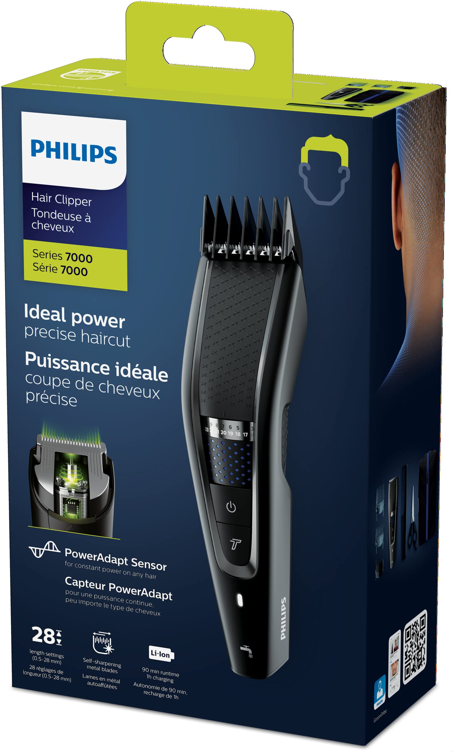 Philips Hair Clipper Series 7000, Washable Hair Clipper with DualCut Technology & 6 accessories, HC7650/14 - Available at All In One Marketplace Canada