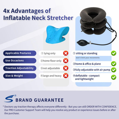Cervical Neck Traction Device for Instant Neck Pain Relief - Inflatable & Adjustable Neck Stretcher Neck Support Brace, Neck Traction Pillow for Home Use Neck Decompression - Available at All In One Marketplace Canada