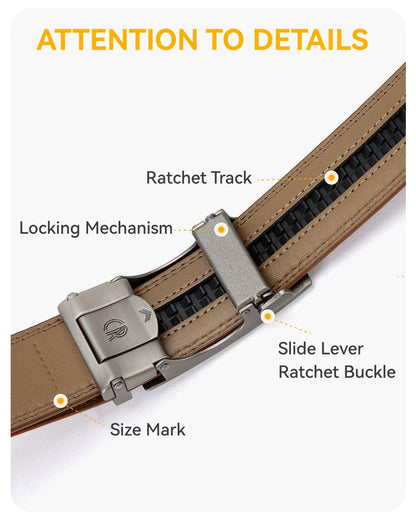 CHAOREN Mens Belt Leather Belts for Men Ratchet Belt, Customizable Fit (35mm)