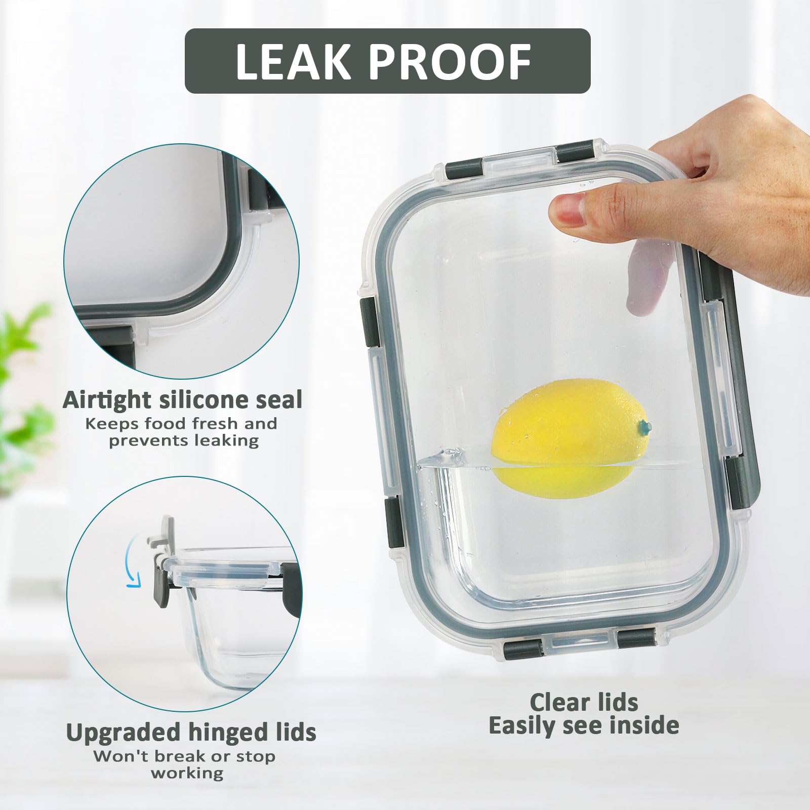 [10-Pack] MCIRCO Glass Meal Prep Containers With Lids, Food Storage With Snap Locking Lids, Airtight Lunch Boxes, Microwave, Oven, Freezer and Dishwasher Safe - Available at All In One Marketplace Canada