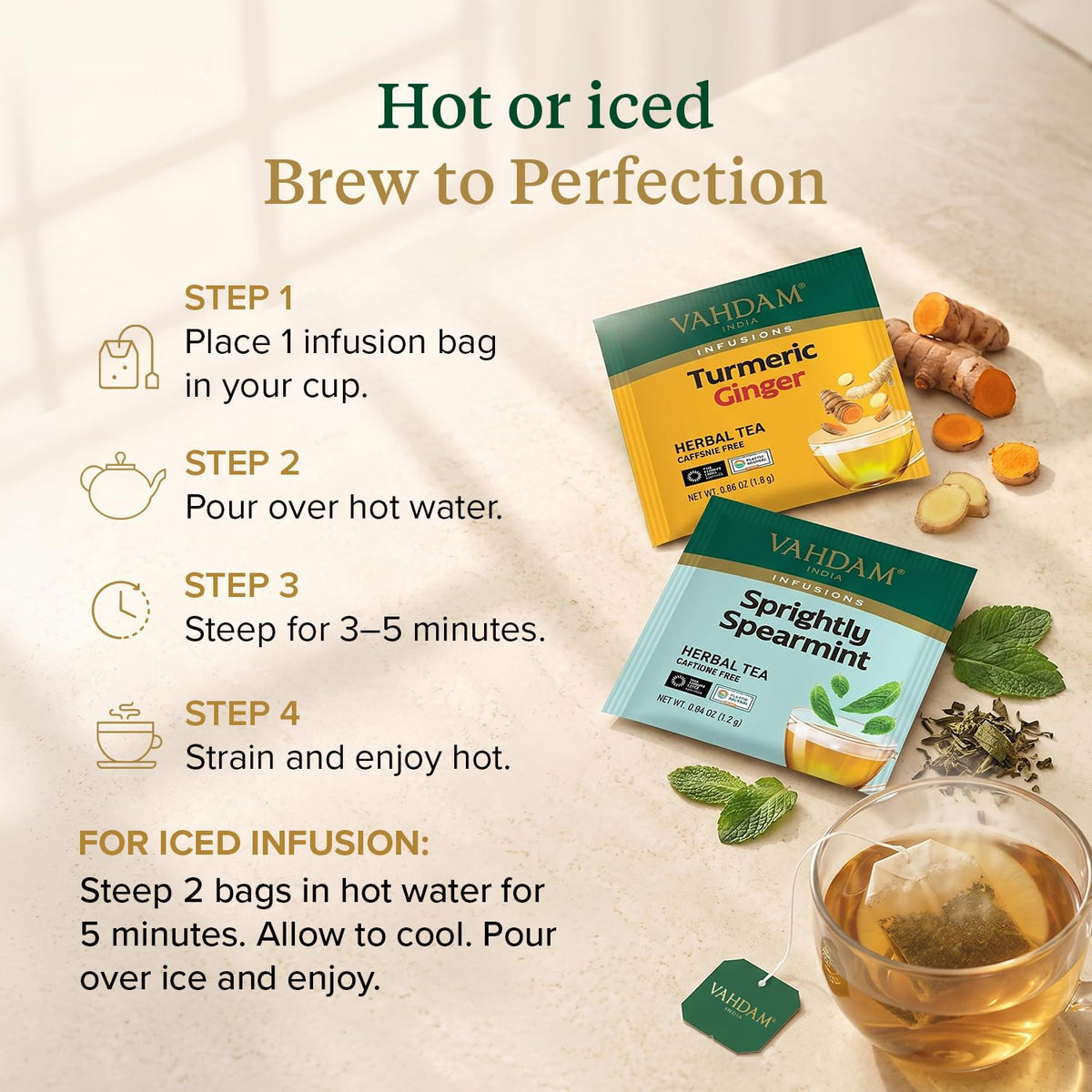 VAHDAM, Assorted Herbal Tea Sampler (18 Tea Bags, 9 Flavors) Caffeine-Free, Non-GMO | Double Infusion, Individually Enveloped Tea Bags | Herbal Tea Assortment 🍁 All In One Marketplace Canada