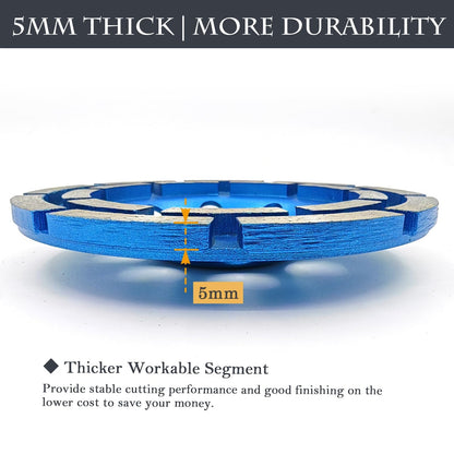 SWIGRANCE 2Pcs Diamond Concrete Grinding Cup Wheels 115mm 4-1/2" Set (Double Row + Turbo Row Segment), Fits 7/8" Arbor for Angle Grinder, Shaping Cleaning Concrete Masonry Marble Granite Brick