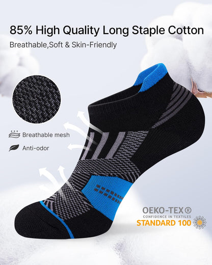 Niorasen Mens Low Cut Ankle Socks, Moisture Wicking Cotton Casual Short Socks, Breathable ＆ Comfy, 6 Pairs, Multicolor, 9-12 - Available at All In One Marketplace Canada