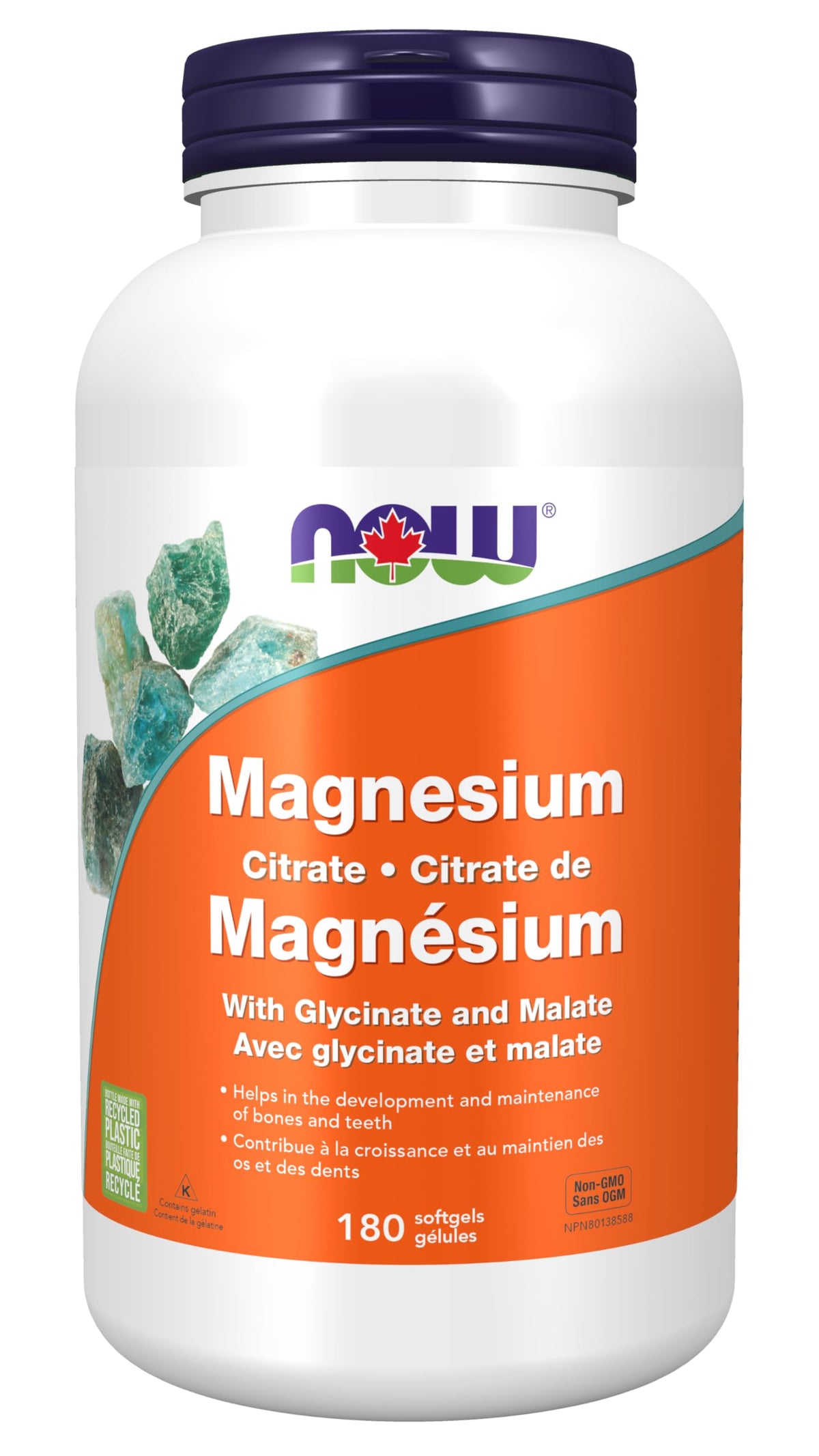NOW Supplements, Magnesium Citrate, With Glycinate & Malate, Nervous System Support, 180 Softgels