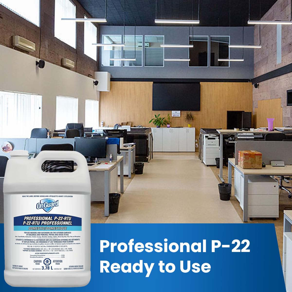 OnGuard Professional P-22-RTU Residual Spray Insect Killer, 3.78L Jug, for Ants, Carpet Beetles, Cockroaches, Crickets, Earwigs, Silverfish, Sowbugs, Spiders, Ticks, Fleas, Flies and Mosquitoes