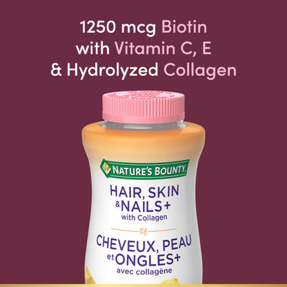 NATURE'S BOUNTY Hair, Skin & Nails Plus Collagen, Maintains Health Of Hair, Skin & Nails, 412.5 g - Available at All In One Marketplace Canada