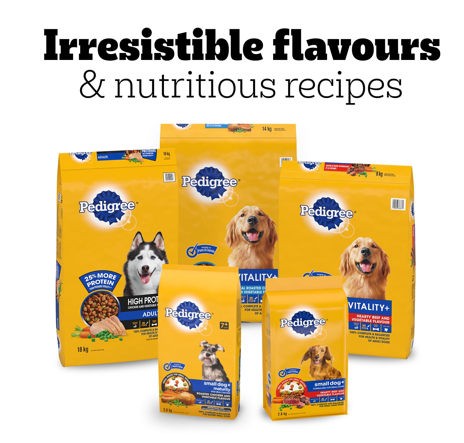 PEDIGREE Vitality+ Dry Food for Adult Dogs, Hearty Beef & Vegetable Flavour, 20kg Bag