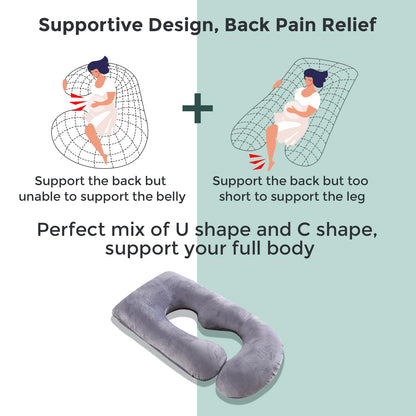 Momcozy Pregnancy Pillows for Sleeping, U Shaped Full Body Maternity Pillow with Removable Cover - Support for Back, Legs, Belly, HIPS for Pregnant Women, 57 Inch Pregnancy Pillow for Women, Grey - Available at All In One Marketplace Canada