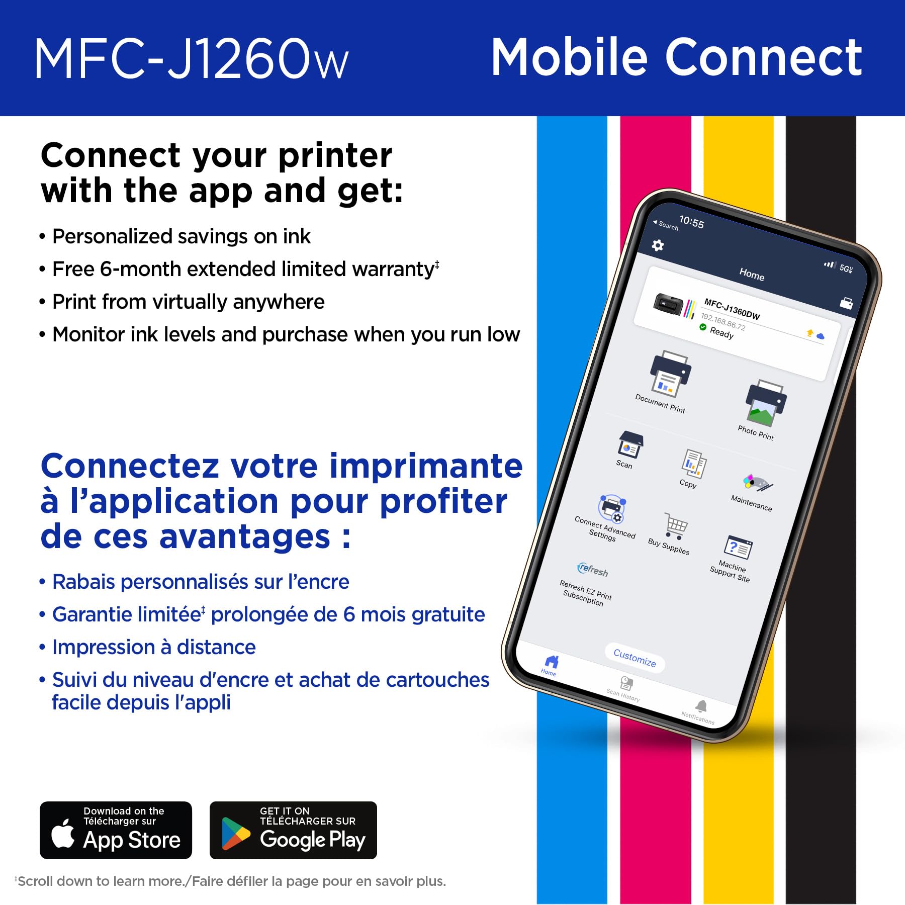 Brother MFC-J1260W Work Smart Wireless Colour Inkjet All-in-One Printer Scanner Copier for Home Office 150-Sheet Tray 16ppm Black 9ppm Colour with LC501 Starter Ink (MFCJ1260W)