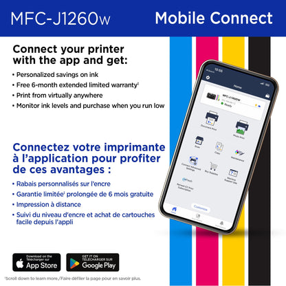 Brother MFC-J1260W Work Smart Wireless Colour Inkjet All-in-One Printer Scanner Copier for Home Office 150-Sheet Tray 16ppm Black 9ppm Colour with LC501 Starter Ink (MFCJ1260W)