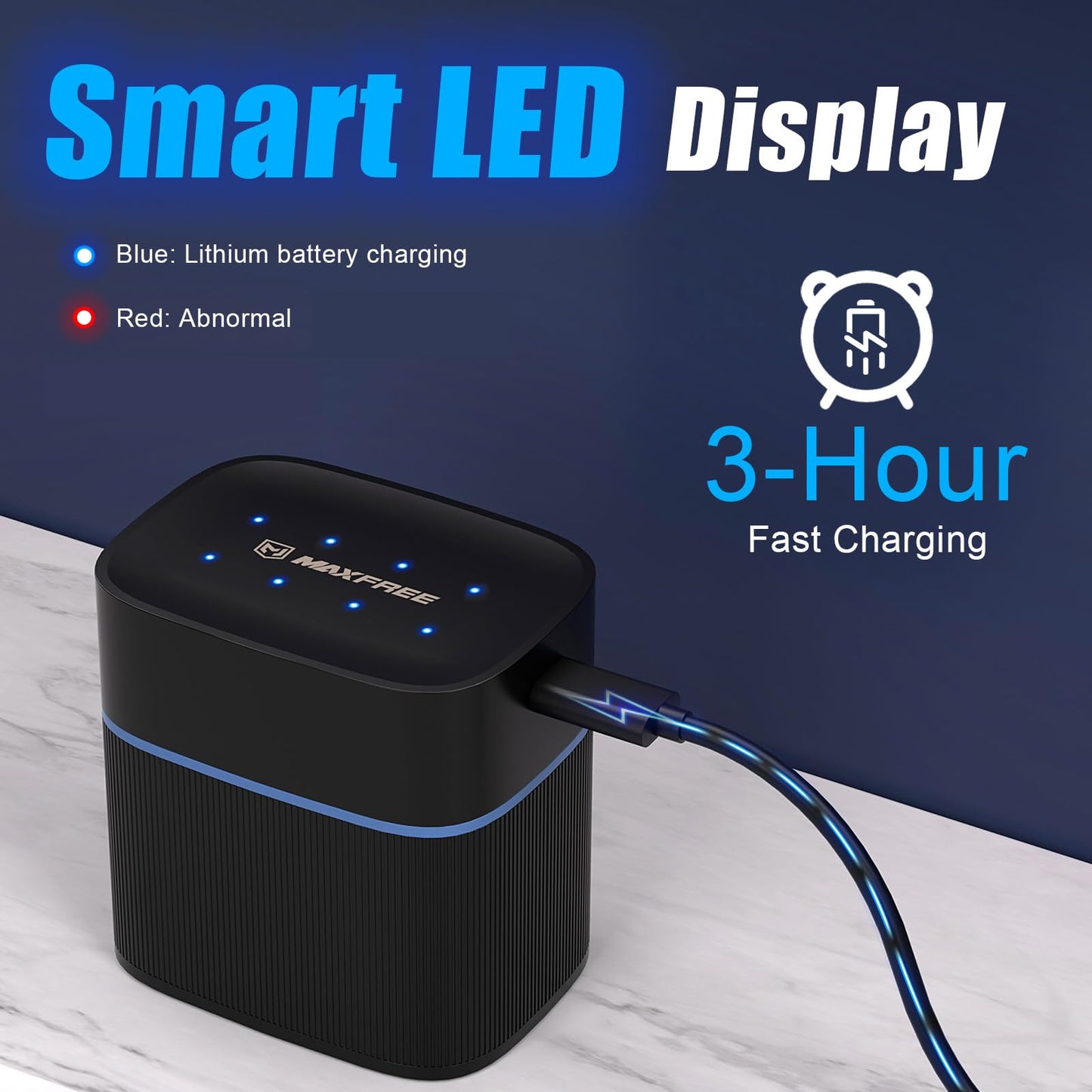 Maxfree Rechargeable AA Batteries Lithium with Charger, 8-Pack 1.5V 3600mWh Long Lasting Double A Batteries with LED Display, Cycle Times Up to 2500 – Fast Charging for Blink Outdoor Cameras & Toys - Available at All In One Marketplace Canada