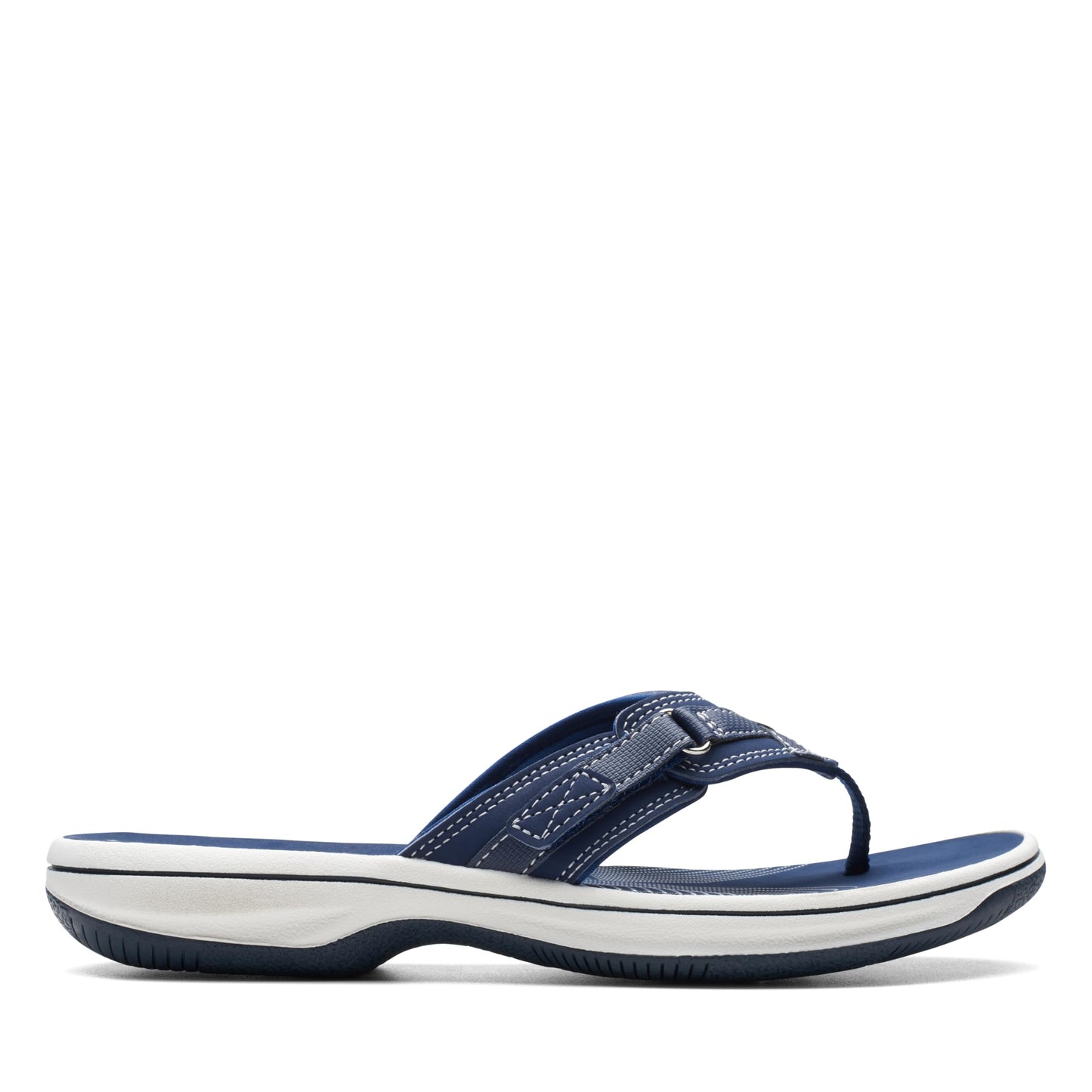 Clarks womens Breeze Sea Flip Flop, New Navy Synthetic, 8 US