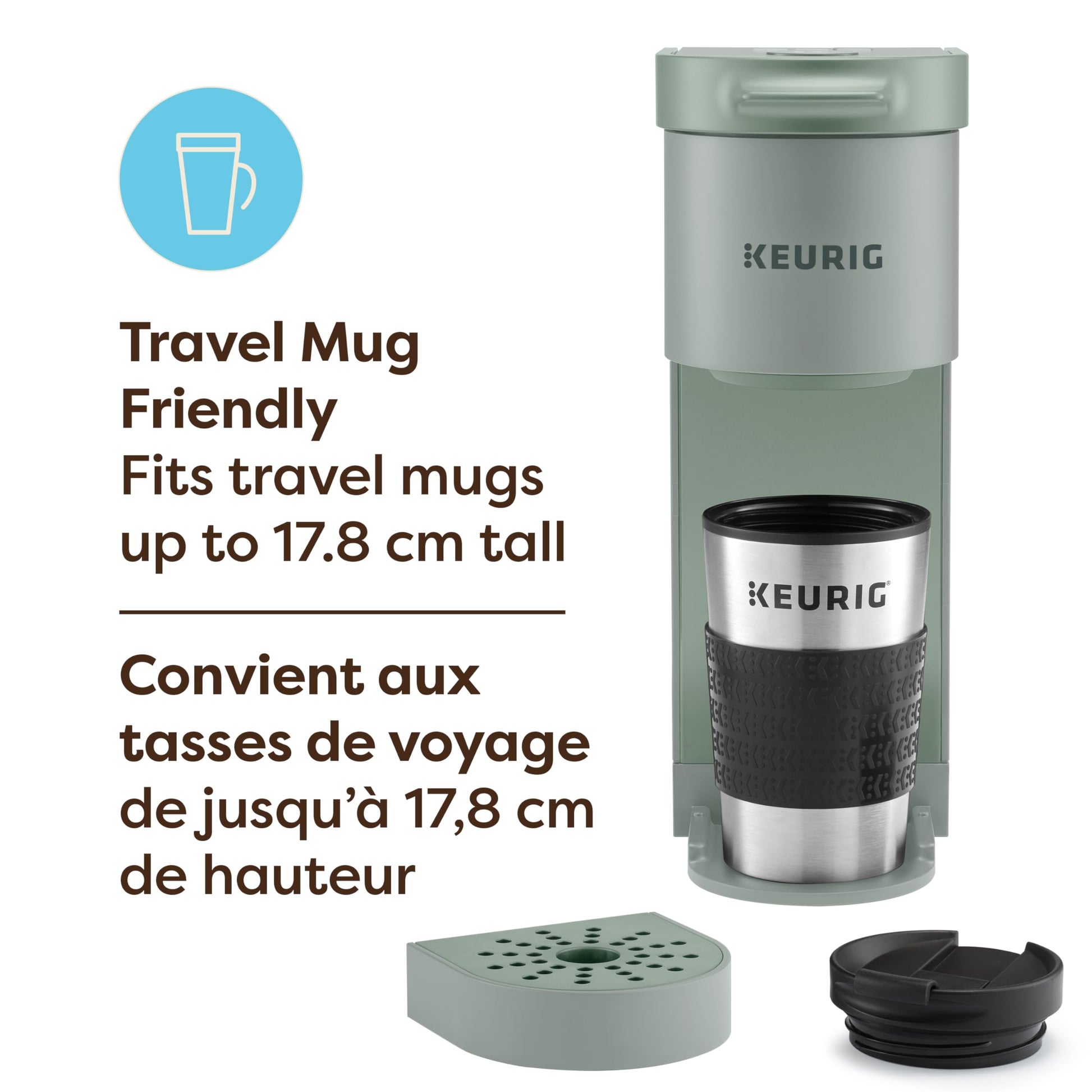 Keurig K-Mini Go Single Serve K-Cup Pod Coffee Maker, Sage - Available at All In One Marketplace Canada