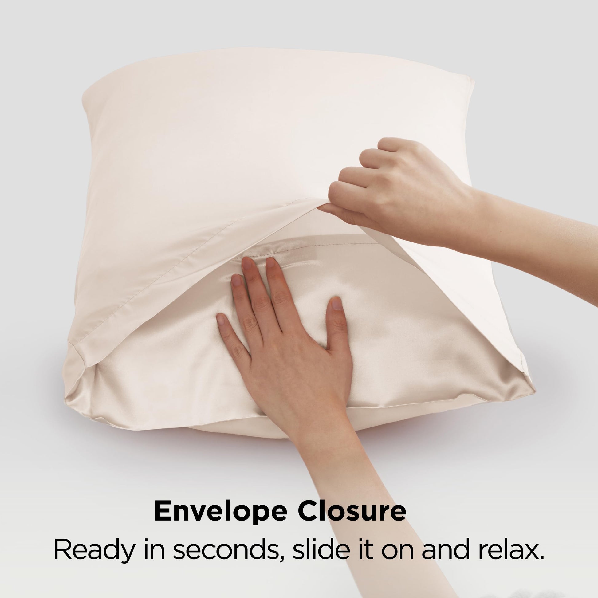 Bedsure Satin Pillow Cases Queen Size 2 Pack - Similar to Silk Pillow Cases, Silky Pillowcase Covers for Hair and Skin with Envelope Closure, Gifts for Women Men, Beige, 20x30 Inches