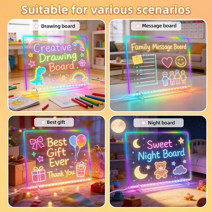 Led Note Board with 14 Highlighters,16''Drawing Tablet,6 Modes & 8 Colors Light Up Drawing Board,Kids Toy with 13 Light Effects,Birthday Holiday Day Gifts for Girls & Boys Age 3+,Tracing Book 🍁 All In One Marketplace Canada