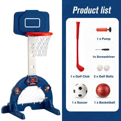 Hogaruly Toddler Basketball Hoop, Indoor Basketball Net for Kids with Soccer Goal, Golf Game, Adjustable Height Kids Basketball Hoop Christmas Birthday Gifts for 3-8 Years Old Boys and Girls 🍁 All In One Marketplace Canada