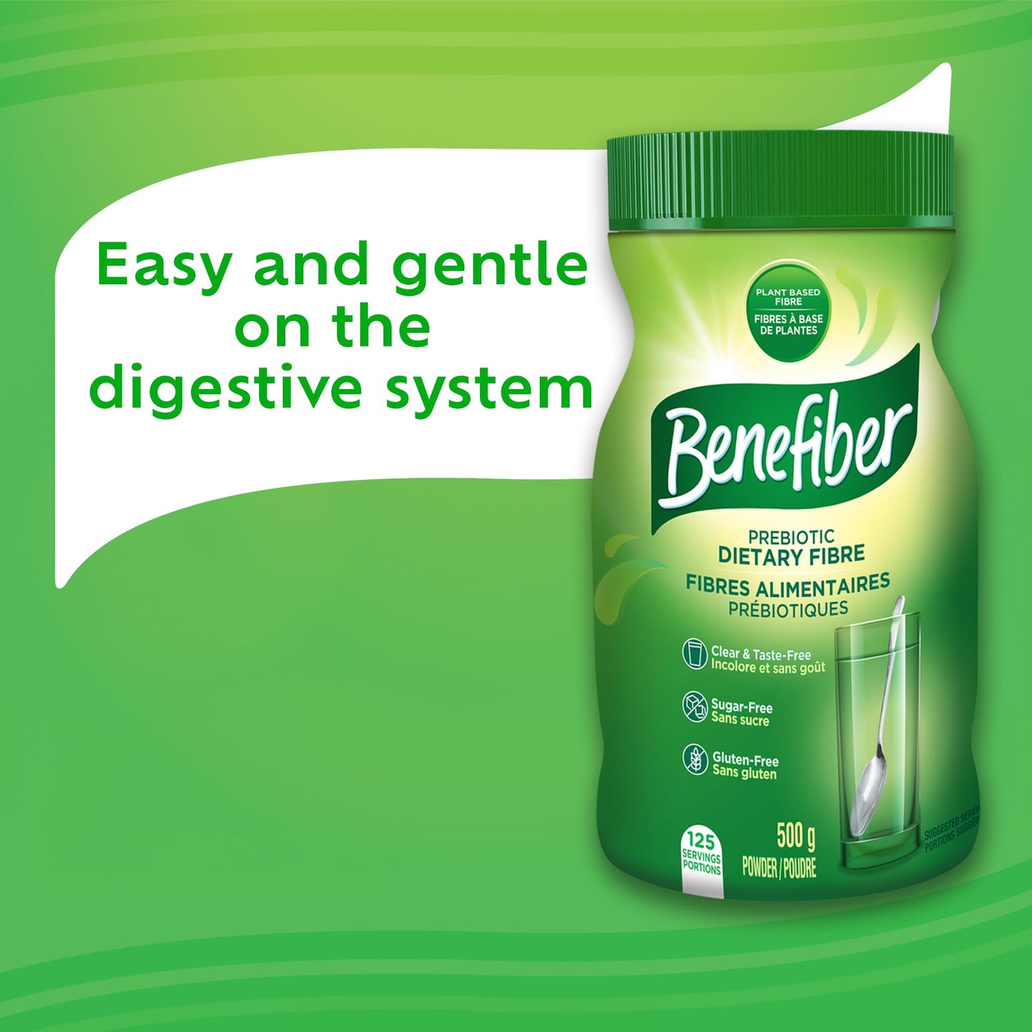 Benefiber Prebiotic Fibre Supplement Powder, Promotes Good Gut Health, Unflavoured & Completely Clear, Dissolves in Drinks & Food, Plant‑Based, Sugar‑Free, Gluten‑Free, Non-GMO, Daily Soluable Fibre Supplement, 125 Servings (500 g) - Available at All In One Marketplace Canada