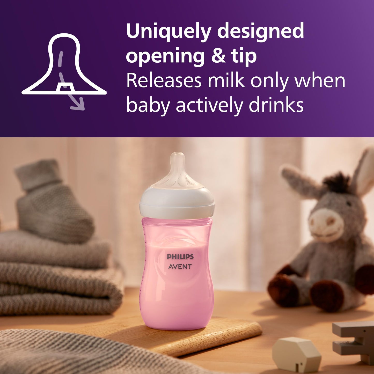 Philips Avent Natural Baby Bottles, Medium Flow, 9 oz, BPA-Free, 3-Pack