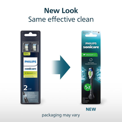 Philips Sonicare W DiamondClean - Genuine Replacement Electric Toothbrush Heads, Black, 2 Pack, HX6062/95 - Available at All In One Marketplace Canada