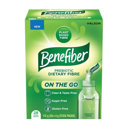 Benefiber Prebiotic Fibre Supplement Powder, Promotes Good Gut Health, Unflavoured & Completely Clear, Dissolves in Drinks & Food, Plant‑Based, Sugar‑Free, Gluten‑Free, Non-GMO, Daily Soluable Fibre Supplement, (28 Stick Packs) - Available at All In One Marketplace Canada