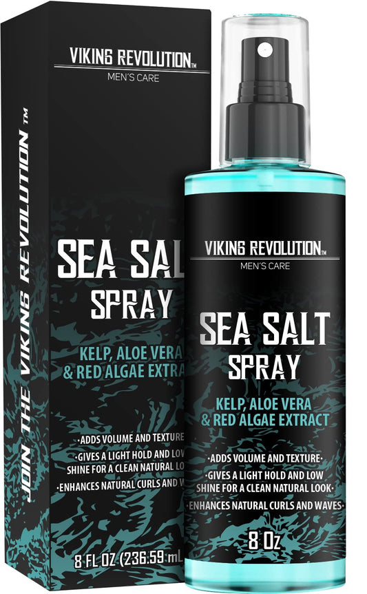 Viking Revolution - Sea Salt Spray Hair Men - 240ml - Texturizing Spray with Kelp, Aloe Vera & Red Algae Extract - Hairspray to Add Volume & Texture - Beach Hair Spray - Gifts For Men