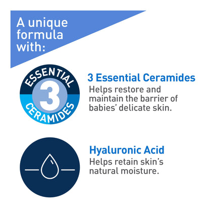 CeraVe BABY Moisturizing Cream, Gentle Baby Skincare For Face and Body with Ceramides and Hyaluronic Acid, Fragrance-Free, Paraben-Free & Dye-Free, Developed with Pediatric Dermatologists, 227GR