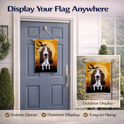 Caroline's Treasures BB1801GF Halloween Basset Hound Garden Size Flag, Small, Multicolor