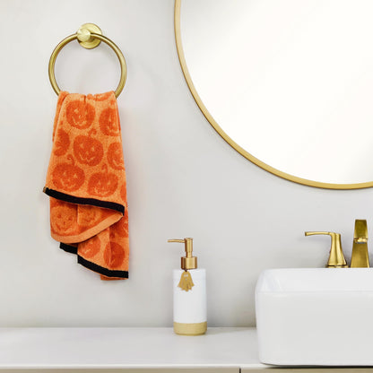 SKL Home Halloween Jack O Lantern Hand Towel 2 pc Set for Bath/Kitchen/Bar & Gift