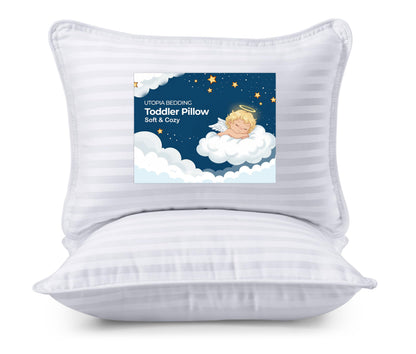 Utopia Bedding Toddler Pillow (White, 2 Pack), 13x18 Toddler Pillows for Sleeping, Soft and Breathable Cotton Blend Shell, Polyester Filling, Small Kids Pillow Perfect for Toddler Bed and Travel
