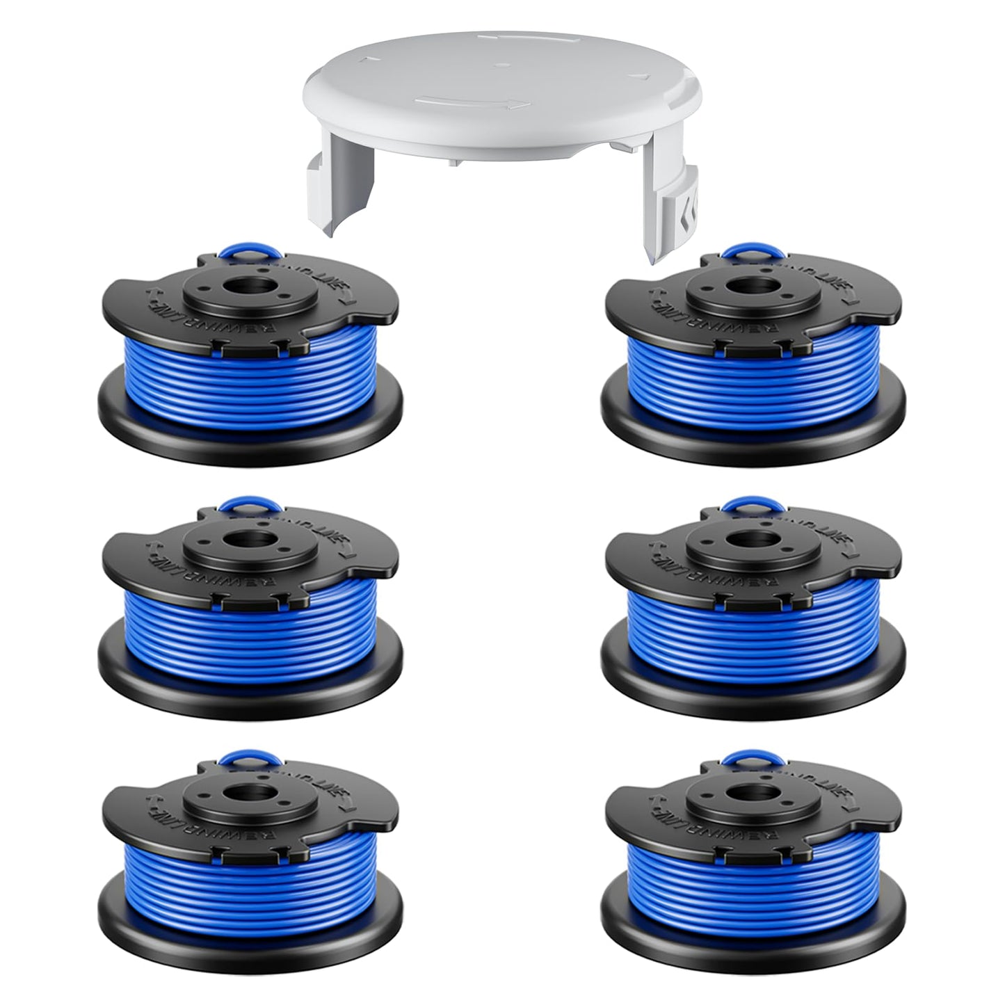 7 Pcs AC14RL3A Replacement Weed Wacker String for Ryobi One+, 0.065" Diameter String Trimmer Refill, and AC14HCA Cover Cap Compatible with Ryobi 18v, 24v, and 40v Cordless Trimmers(6 Spools+1 Cap) - Available at All In One Marketplace Canada