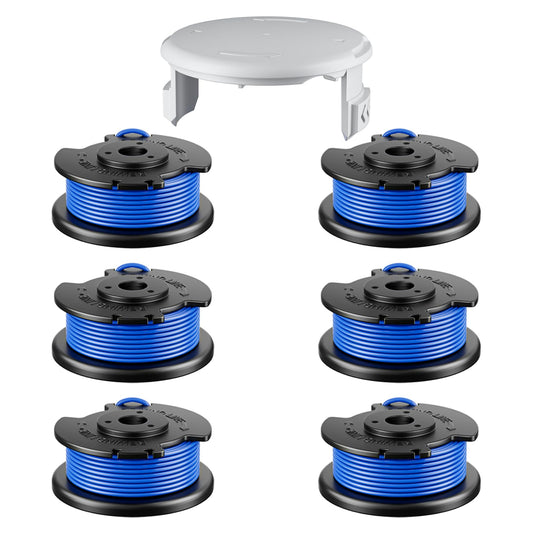 7 Pcs AC14RL3A Replacement Weed Wacker String for Ryobi One+, 0.065" Diameter String Trimmer Refill, and AC14HCA Cover Cap Compatible with Ryobi 18v, 24v, and 40v Cordless Trimmers(6 Spools+1 Cap) - Available at All In One Marketplace Canada