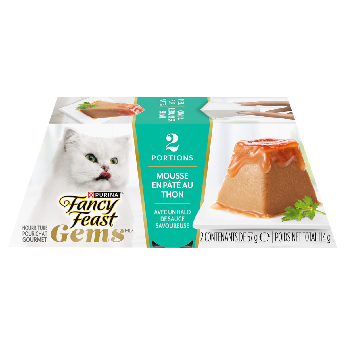 Fancy Feast Gems Wet Cat Food, Mousse Pâté with Tuna 57g (2 Pack x 8)