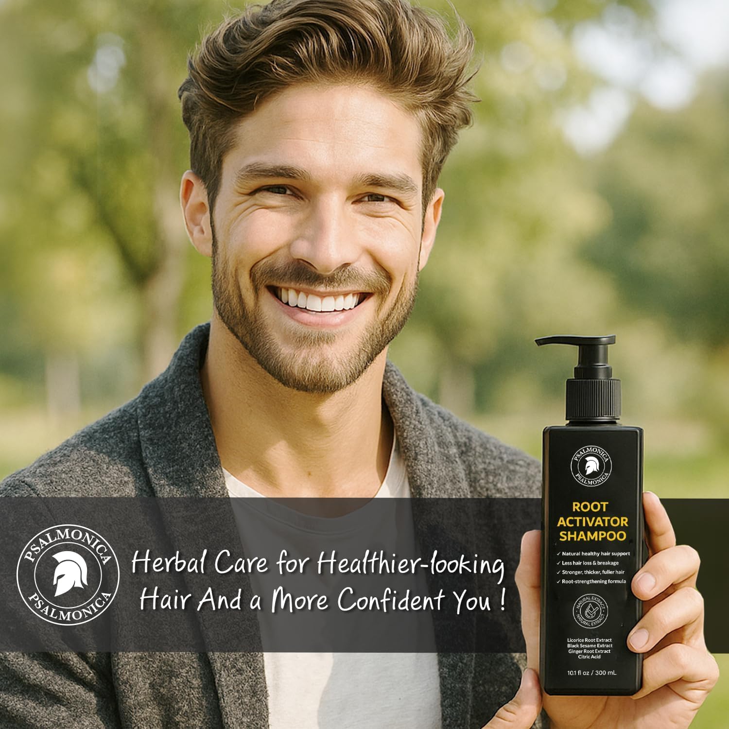 Root Activator Shampoo: 300ML Natural Volume Hair Loss Thickening Shampoo With Rosemary Strengthens Hair & Soothes Scalp For Men - Available at All In One Marketplace Canada