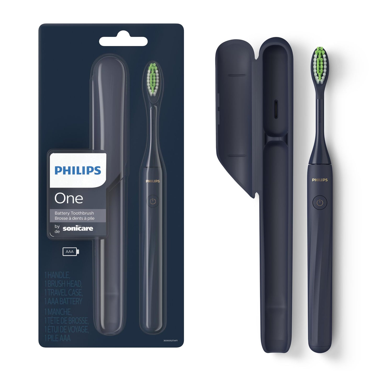 PHILIPS One By Sonicare Battery Toothbrush, Midnight, Hy1100/04, 1 Count 🍁 All In One Marketplace Canada