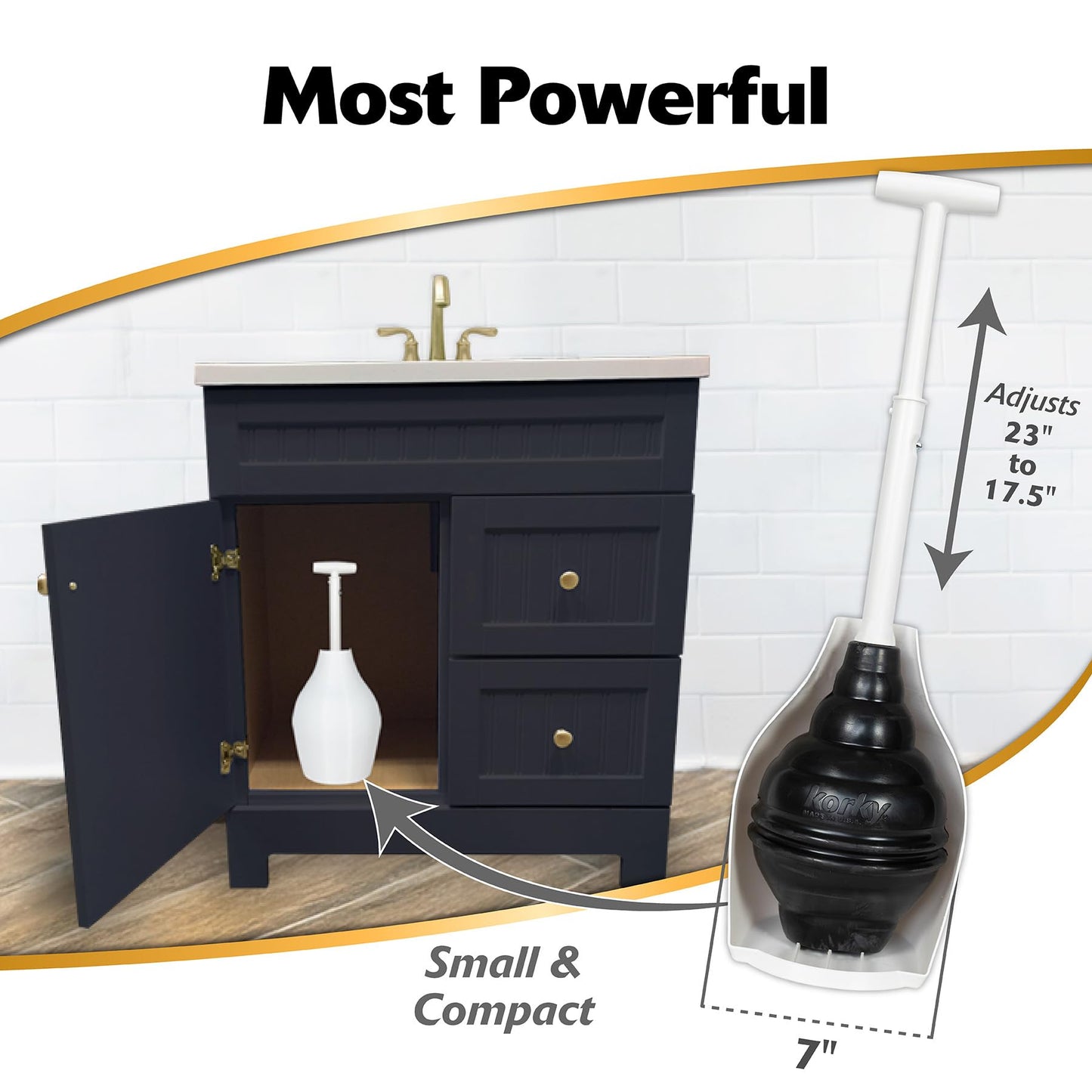 Korky BeehiveMAX Hideaway - Heavy Duty Toilet Plunger with Holder - Drip Free Carry - Seals All Bowl Shapes – Powerful Clog Removal, 97-5 🍁 All In One Marketplace Canada