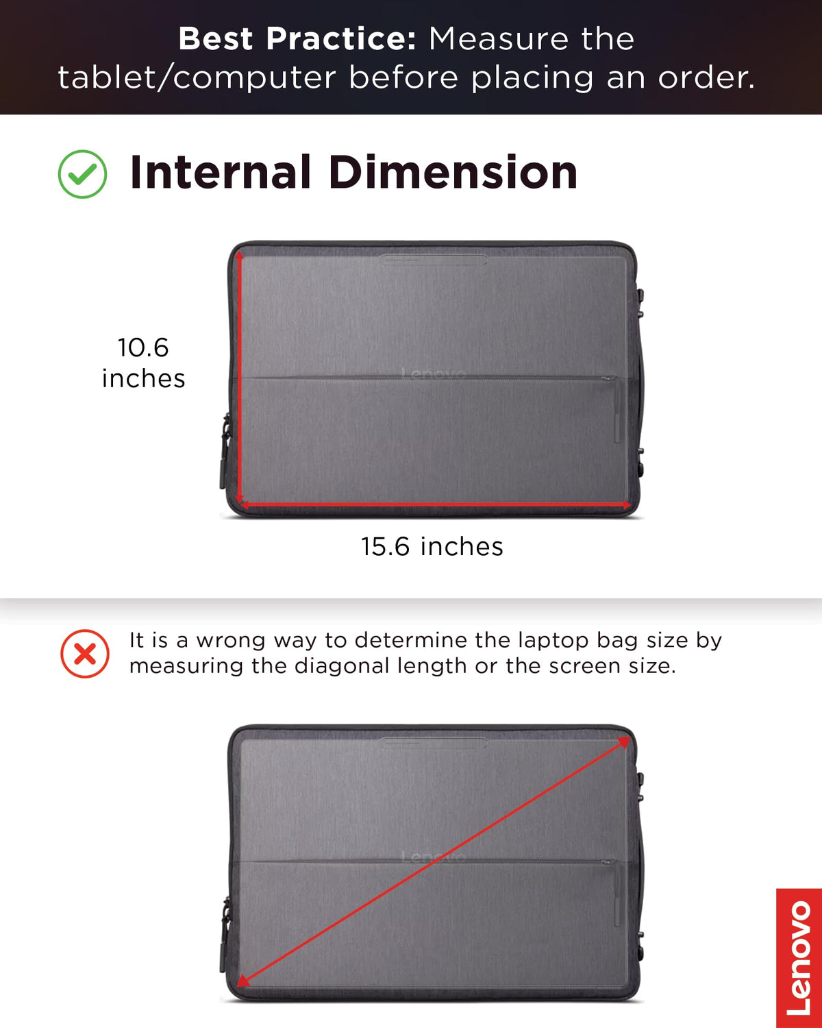 Lenovo Urban Sleeve for 15.6-inch Laptop/Notebook/Tablet - Water Resistant - Padded Compartments - Zippered Accessory Storage - Reinforced Rubber Corners - Extendable Handle - Charcoal Grey