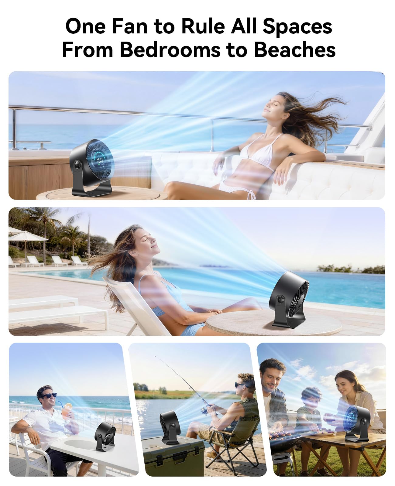 DIGIX Rechargeable USB Desk Fan for Bedroom, 100 Speeds, 360° Rotation, Wall Mounted Design Small Portable Table Fan with LED Display, Quiet Personal Desktop Cooling Fans for Home Office (Black) - Available at All In One Marketplace Canada
