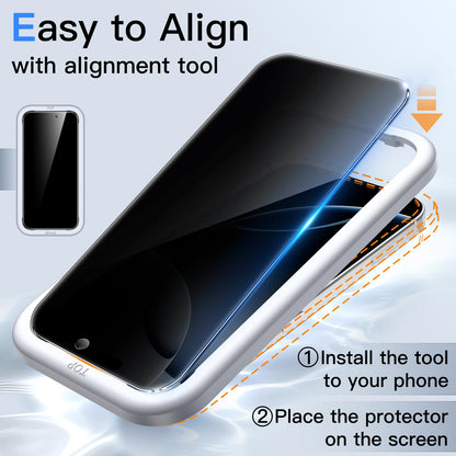 JETech Privacy Screen Protector for iPhone 16 Pro 6.3-Inch, Anti-Spy Tempered Glass Film with Easy Installation Tool, 2-Pack - Available at All In One Marketplace Canada