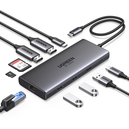 UGREEN 10 in 1 Docking Station for Laptop Dual Monitor, Revodok Pro 210 with Single 8K@30Hz, Dual 4K@60Hz, 100W PD, 1Gbps Ethernet, SD/TF, 5Gbps USB, USB C Hub for MacBook Air/Pro, ASUS, HP, XPS13&15