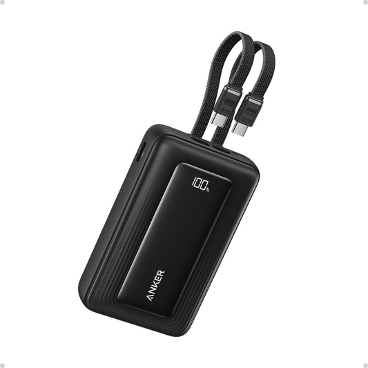Anker Zolo Power Bank, 20,000mAh 45W Max Fast Portable Charger with Built-in USB-C Cable, USB C&A, 40W Battery Pack for iPhone 17 Series, MacBook, Samsung, and More (Built-in C Cable*2)