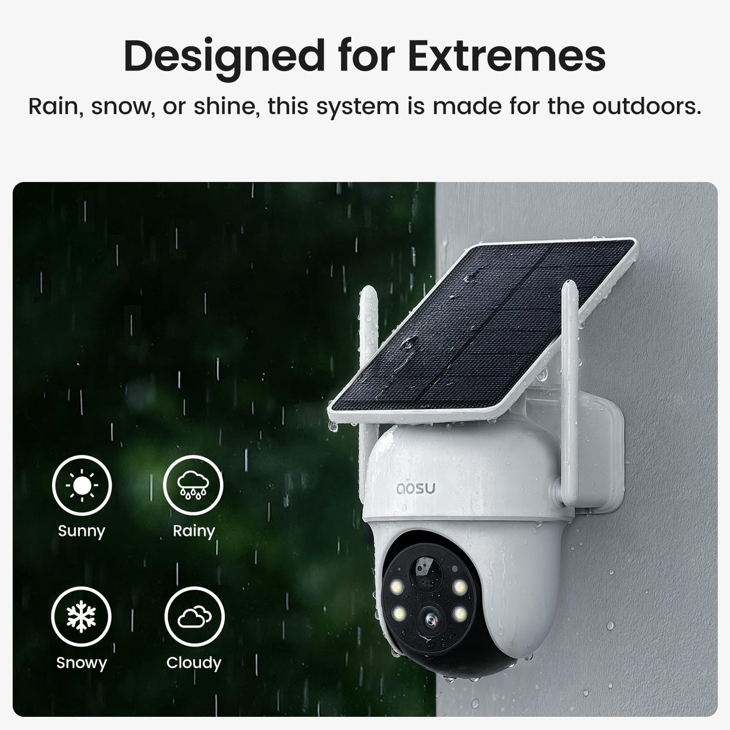 AOSU Security Cameras Outdoor Wireless, 2 Cam-Kit, No Subscription Required, Solar-Powered, Home Security Cameras System with 360° Pan & Tilt, Auto Tracking, 2K Color Night Vision, Easy Setup