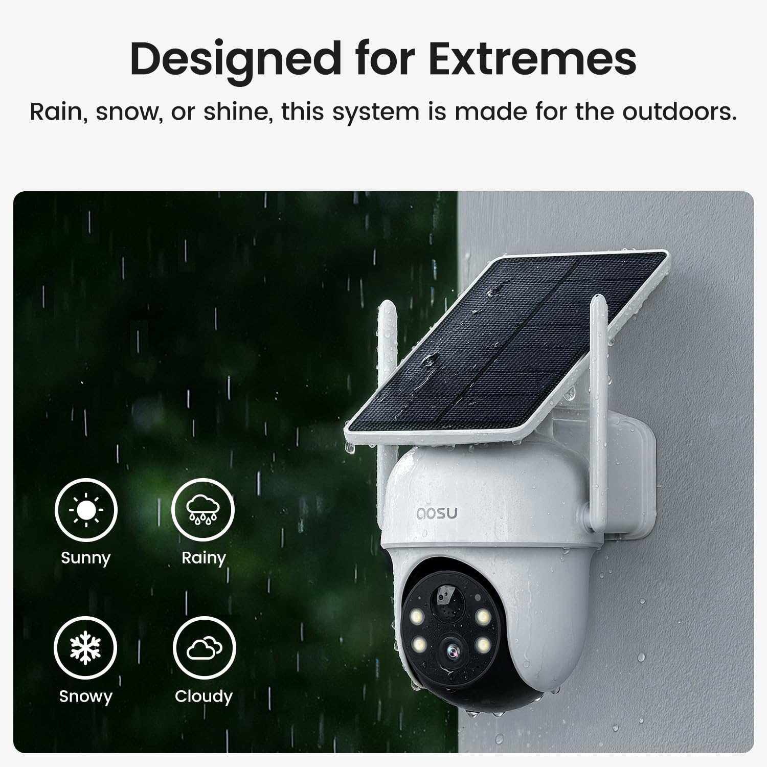 AOSU Security Cameras Outdoor Wireless, 2 Cam-Kit, No Subscription Required, Solar-Powered, Home Security Cameras System with 360° Pan & Tilt, Auto Tracking, 2K Color Night Vision, Easy Setup