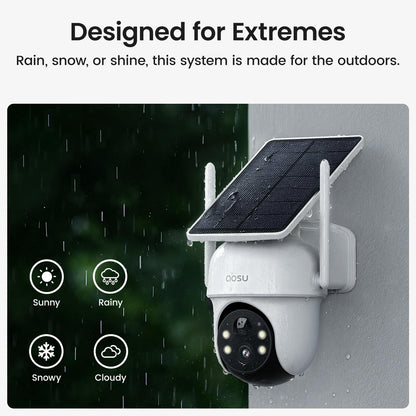 AOSU Security Cameras Outdoor Wireless, 2 Cam-Kit, No Subscription Required, Solar-Powered, Home Security Cameras System with 360° Pan & Tilt, Auto Tracking, 2K Color Night Vision, Easy Setup